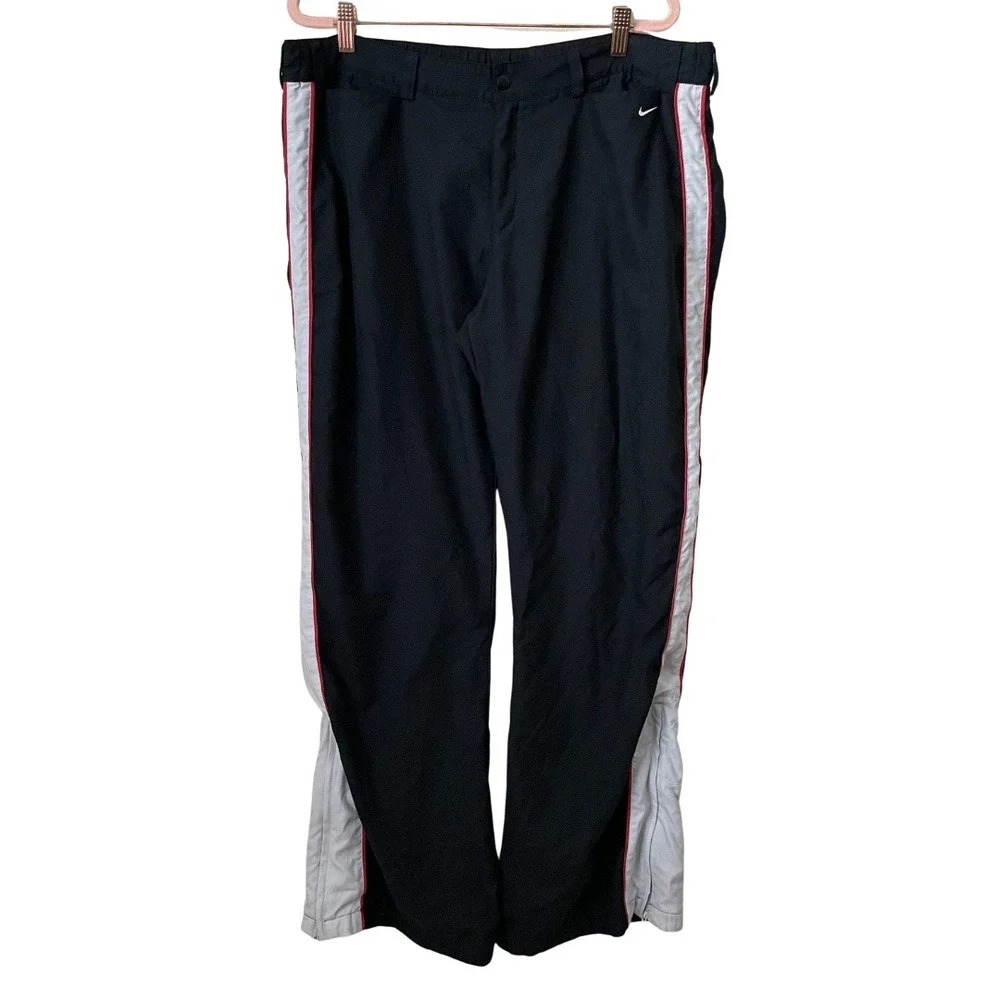 Vintage Y2K‎ Nike Track Pants Womens Large Black Striped Zip Ankle 2003 Gray Tag